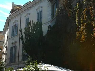 a cactus in front of a white building at Domus Antonella a Trastevere in Rome