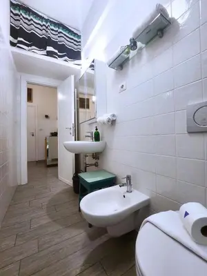 a white bathroom with a sink and a toilet at Sanpietrino Home in Rome