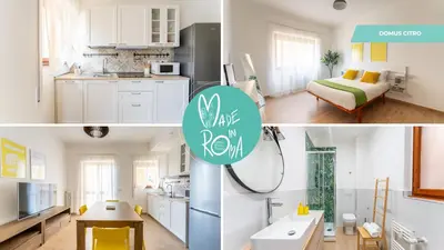 a collage of photos of a kitchen and a living room at Domus Citro, Cozy Flat in District Prenestina in Rome