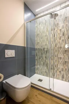 a bathroom with a toilet and a shower at Aurelius Design Loft 1 in Rome