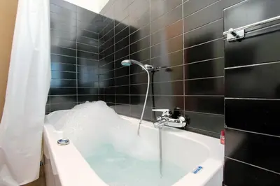 a bathroom with a bath tub with a shower at Monteverde Nuovo Penthouse in Rome
