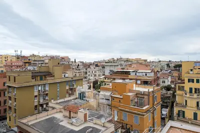 an aerial view of a city with buildings at Prestige Bellavista Apartment in Rome
