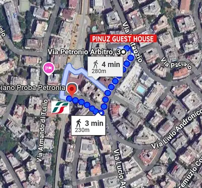 a map of the site of a guest house at Pinuz Guest House in Rome