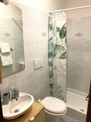 a bathroom with a sink and a toilet and a shower at Casa Ferrari in Rome