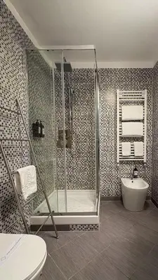 a bathroom with a shower and a toilet and a sink at Domus Pietra nel cuore di Roma in Rome