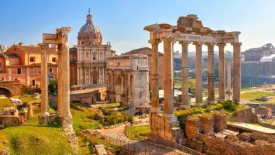 an aerial view of the ruins of the ancient city at St Peter Vatican Lovely Apartment & Patio, Rome in Rome