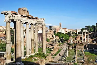 a view of the ruins of the ancient city at Private room by an Italian family - A unique experience close to Colosseum, the Roman Forum and Basilica Saint Mary Major in Rome