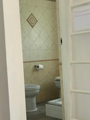 a bathroom with a toilet and a toilet paper roll at Primavalle Lodge - METRO Battistini in Rome