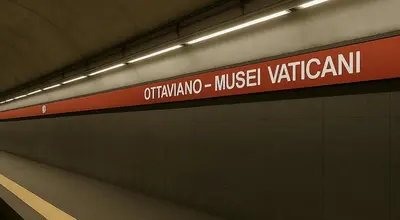 a subway station with a sign that reads ohkinippi music vaterahn at Vatican deluxe apartment - Casa Cesarina in Rome