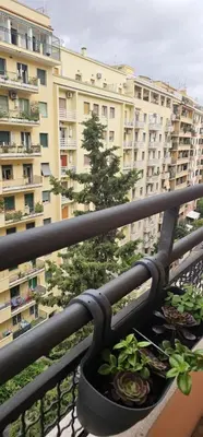 a balcony with pots of plants on a building at Cloclò House in Rome