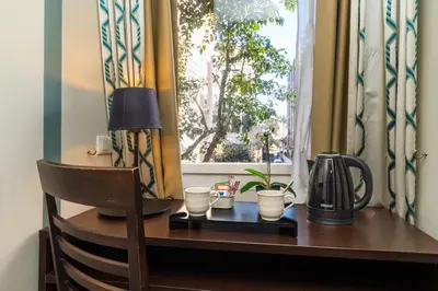 a desk with a lamp and some plants on it at Chic&Town Luxury Rooms Piazza del Popolo in Rome