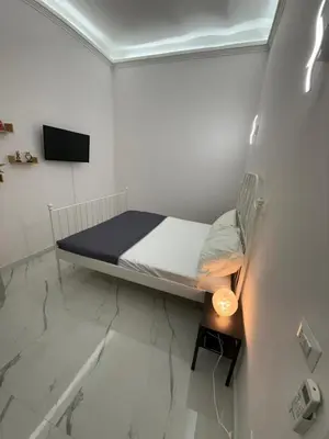a small room with a bed and a television at BANGA HOUSe in Rome