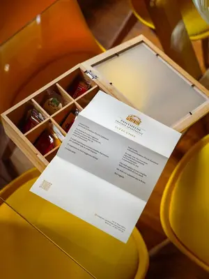 a box of food sitting on top of a table at Pantheon Private Apartment in Rome
