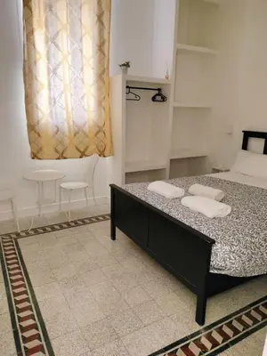 a bedroom with a bed with two pillows on it at Vatican room - all you need to sleep 1 in Rome