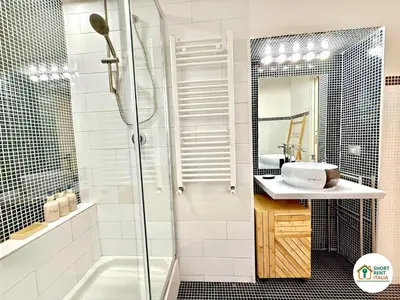 a bathroom with a shower and a sink at Colosseo - Venus House in Rome