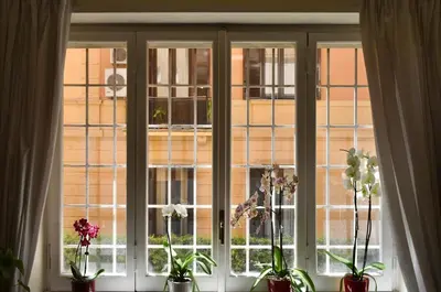 a window with potted plants on a window sill at Home in Parioli in Rome