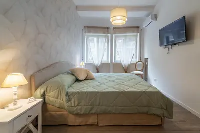 a bedroom with a bed and a tv on a wall at Vatican Shabby apartment double bedrooms in Rome