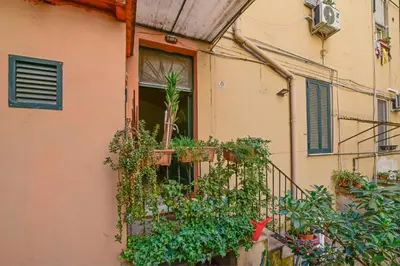 a building with potted plants on a balcony at Casa Di Camilla in Rome