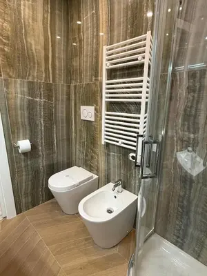 a bathroom with a toilet and a sink and a shower at Domus Battistini in Rome
