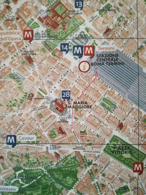 a close up of a map of a city at Around The Corner Colosseo B&B in Rome