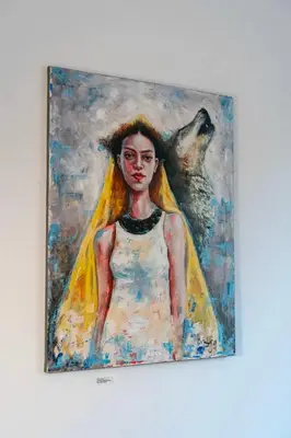 a painting of a woman with a wolf at Villa Classical Roman Art - Monteverde with Garden in Rome