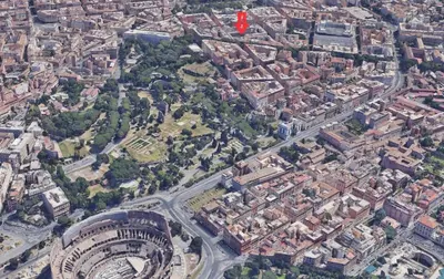 an aerial view of a city with buildings and roads at Blue House Termini-Colosseo in Rome