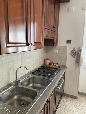 a kitchen with a sink and a stove at Casa cozy e luminosa - Tiburtina in Rome