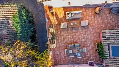 an overhead view of a brick wall with a patio at Terrazza Altavista - Aeternum Urbe in Rome