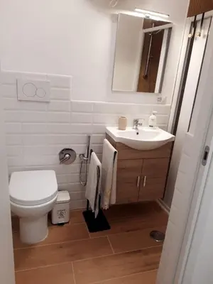 a bathroom with a toilet and a sink at Home Delfini in Trastevere in Rome
