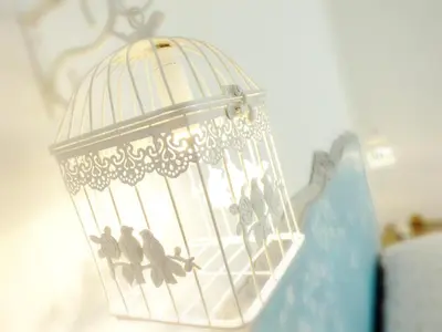 a bird cage with birds sitting in it at B&B More Than Rome in Rome
