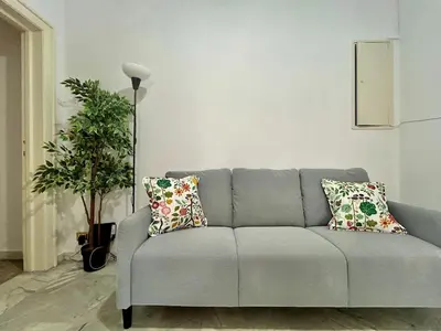 a gray couch with two pillows in a living room at Cipro Vatican Home in Rome