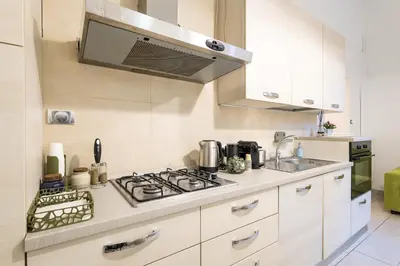 a kitchen with a stove and a sink at Rome Capital Apartments in Rome