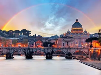 a rainbow over the vatican and a bridge over the river at Bubu's Home by Holiday World in Rome