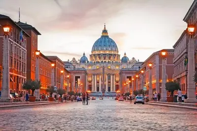 a large building with a domed building with a cathedral at The Pope's Room in Rome
