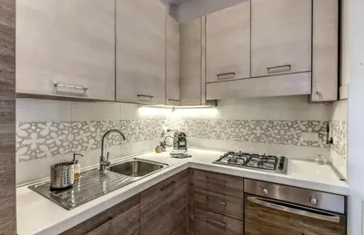 a kitchen with a sink and a stove top oven at FRAM Vatican Apartment in Rome