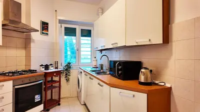 a kitchen with a sink and a stove top oven at Vatican St Peter Apartment in Rome