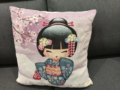 a cushion with a korean girl painted on it at Feffo's home - Casa per 4 persone in Rome