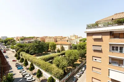 an aerial view of a city street with parked cars at Guest House Rome - Pigneto in Rome