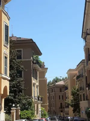 a group of buildings on a street with cars at Loft Capodistria, Rome, in Rome
