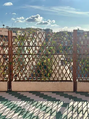 a metal fence with a view of a city at Ai Parrocchetti, Loft con Terrazza Panoramica in Rome