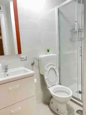 a bathroom with a toilet and a shower and a sink at Miniapartment in the center of Rome in Rome