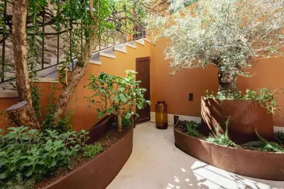 a hallway with trees and plants in a building at Skylife Garden of Olives in Rome