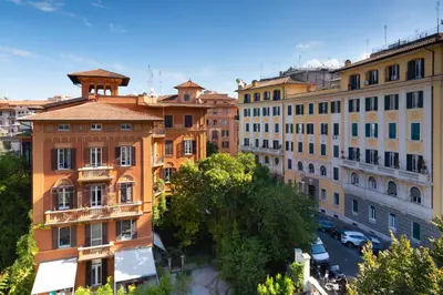 an aerial view of a city with buildings at Albani Retreat in Rome
