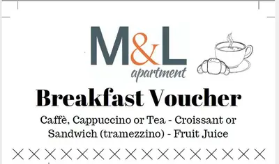 a sign for a breakfast voucher with a cup of coffee at M&L Apartment - Caracalla Holiday in Rome