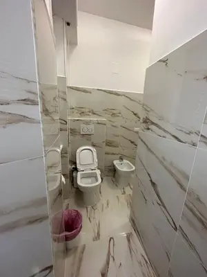 a white bathroom with a toilet and a sink at Sofia Holiday Home in Rome
