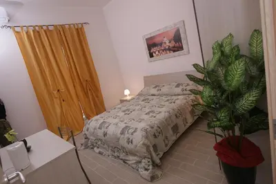 a bedroom with a bed and a potted plant at Rooms Monteverde in Rome