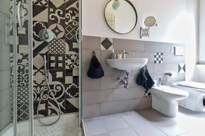 a bathroom with a shower and a sink at A+ Bed and Breakfast in Rome