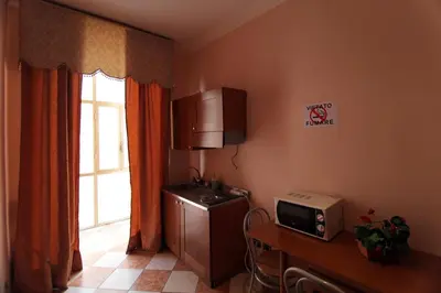 a kitchen with a small refrigerator and a microwave at Elegance in Rome