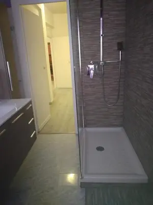 a bathroom with a shower with a glass door at Dal Pontefice in Rome
