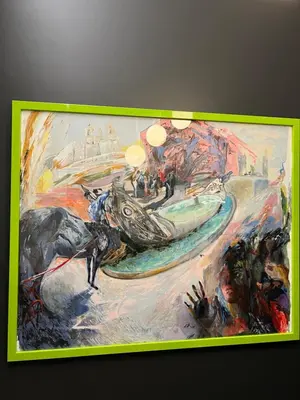 a painting of a painting of a group of people at The Green Corner in Rome